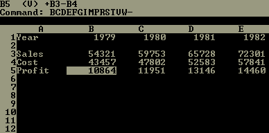 Screenshot of VisiCalc