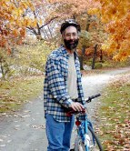 Dan, bike, and leaves