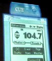 Visor screen showing FM tuner display