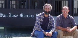 Me and Don sitting in front of SJ Mercury sign