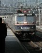 Train seen from front pulling into station