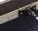Close-up of 120v Outlet sign