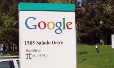 Building sign: Google, 1505 Salado Drive, Building [PI symbol] 3.14159...