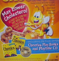 Cheerios box wtih Cheerios Play Books and Playtime CD promotion