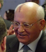 Gorbachev smiling while speaking